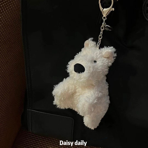 白色西高地钥匙扣情侣公仔