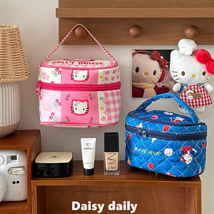 新款 猫咪中古收纳化妆包卡通手提可爱大容量便携洗漱旅行便携式