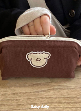 30days猫咪狗狗笔袋女生大容量ins日系简约盐系高颜值帆布文具袋