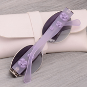 紫色花朵偏光太阳镜女金属圆框小脸韩版 高级感防晒墨镜网红街拍