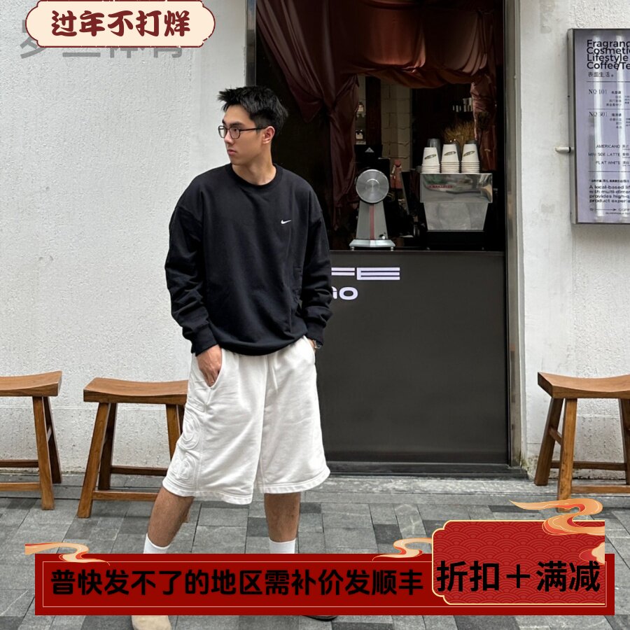 Nike耐克卫衣男子针织刺绣小勾运动休闲圆领长袖套头衫ck6359-010