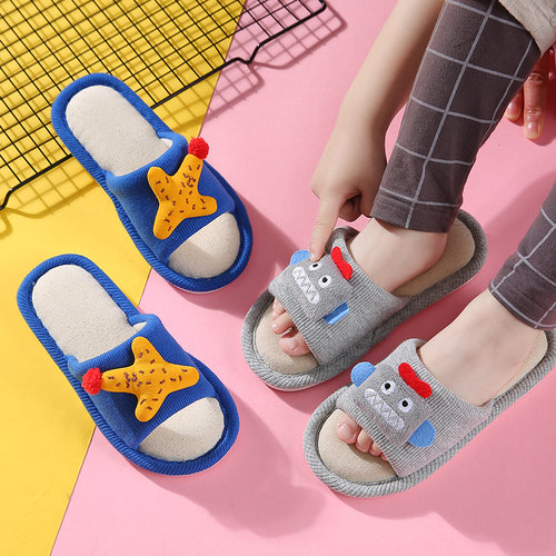 儿童拖鞋亚麻居家防滑凉拖鞋