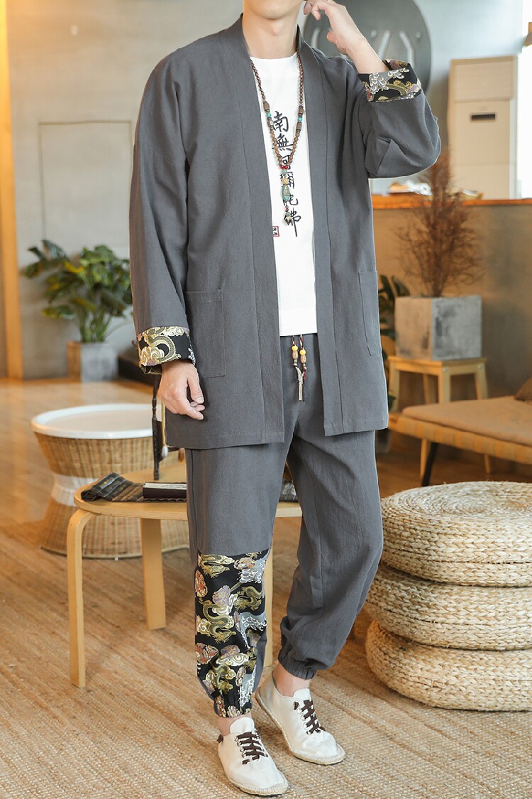 A1088主推秋冬大码风2020唐装盘扣/开衫汉服套装,男装民族服装,钱塘7008(原4008)