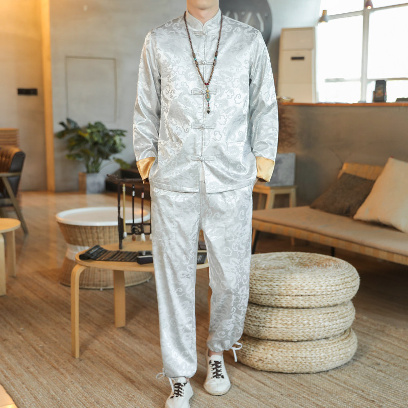 A1093秋冬装新品风2020 纯色提花复合布 汉服套装图片