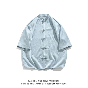 麦穗提花 夏季新品2026 风 汉服短袖衬衫/衬衣A677-p65图片