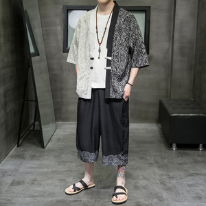 A3017*大码夏季2021中国风 对拼色 冰丝 开衫套装 汉服套装p90图片