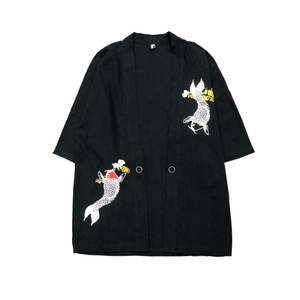 JJ002汉服开衫 中国风大码2021 3色鱼刺绣 短袖开衫p45图片