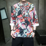 特价有货冰丝大码风夏2026汉服盘扣男短袖T恤特价A883*p45，男装T恤，钱塘7008(原4008)