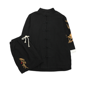 A1072初秋大码2021中国风刺绣款  七分开衫盘扣 汉服套装p110图片