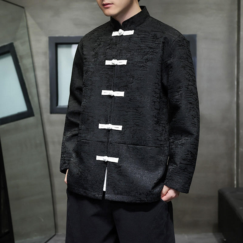 2026春新中式黑白色婚礼唐装汉服夹克外套A655-P105,男装夹克,钱塘7008(原4008)
