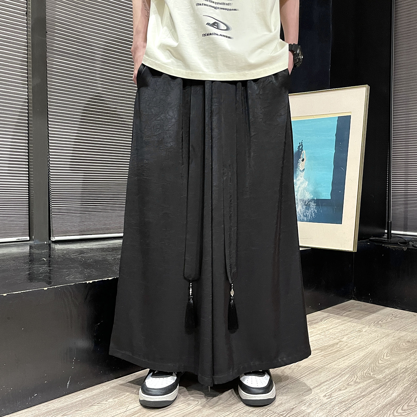 冰丝垂感2025夏季风压花设计阔腿裤长裤休闲裤A2001-p68，男装休闲裤，钱塘7008(原4008)