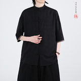 新品夏2026防皱冰丝3色风汉服短袖衬衫/衬衣A670-p60，男装T恤，钱塘7008(原4008)