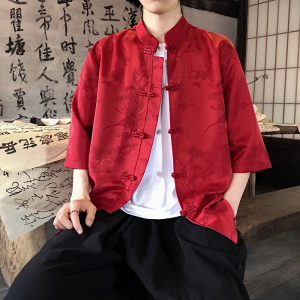 凤凰提花 夏季新品2026 风 汉服短袖衬衫/衬衣A688-p65图片