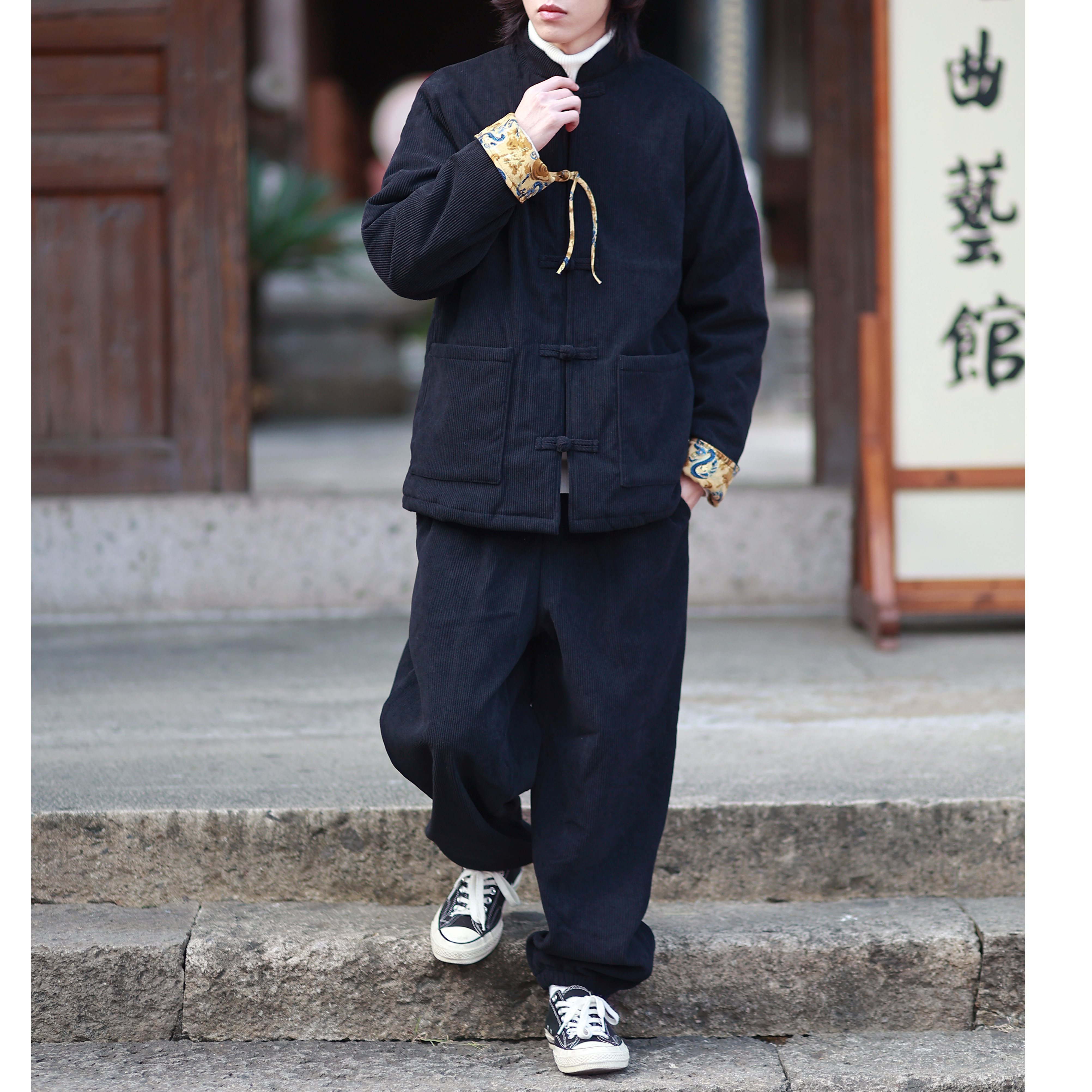 冬款2025灯芯绒套装唐装棉衣加厚汉服棉袄外套套装A339-P198,男装棉衣,钱塘7008(原4008)