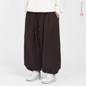 雪尼尔加厚提花款新款百搭秋冬2025宽松版哈伦灯笼裤A561-p78,秋冬信封裙怎么搭配图片
