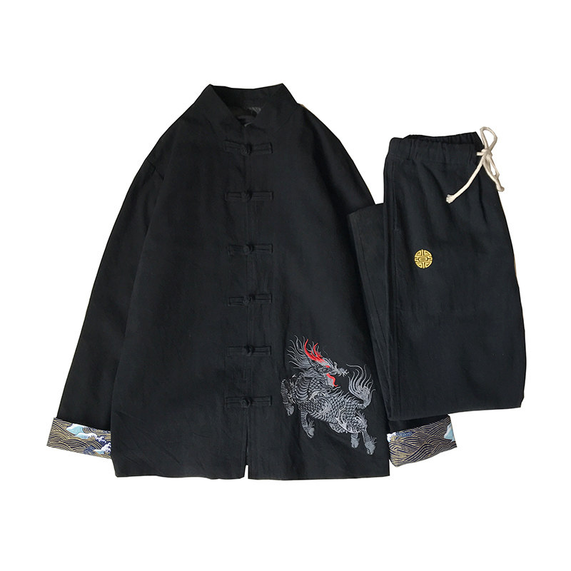 A701大码中国风2021刺绣盘扣汉服套装P120,男装休闲套装,钱塘7008(原4008)