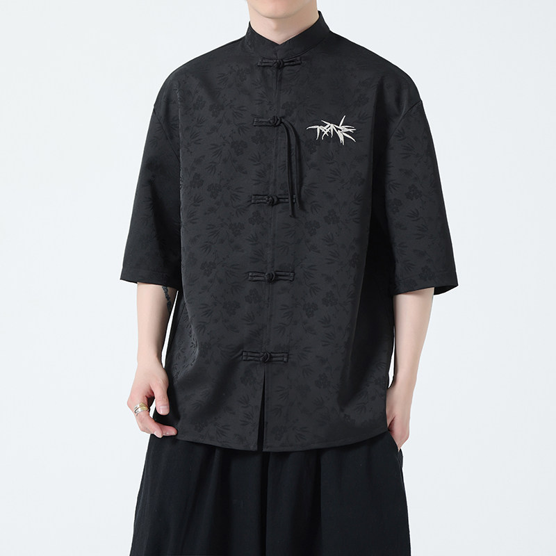 风 冰丝醋酸 刺绣款夏季2026 新中式短袖衬衫/衬衣A631*p65图片