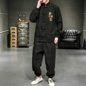 A2021人气！风2021秋冬 篆文刺绣 盘扣/唐装/汉服套装图片