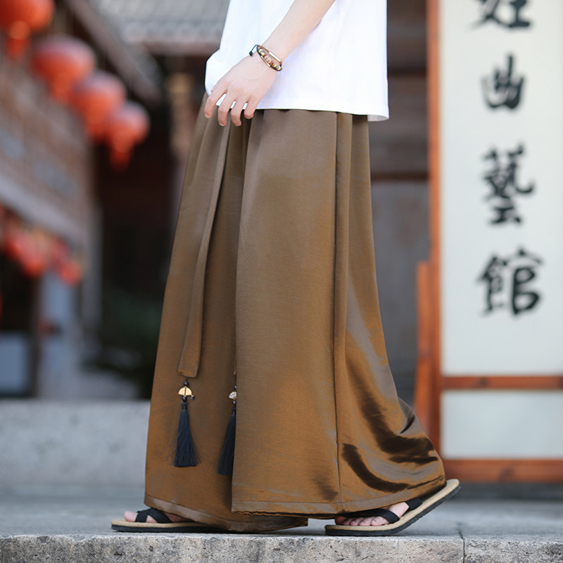 缎面冰丝垂感2026夏季风阔腿裤长裤休闲裤A2007-p68,男装休闲裤,钱塘7008(原4008)