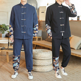 A1087跑量款大码秋冬风2020棉麻盘扣/开衫唐装套装，男装民族服装，钱塘7008(原4008)