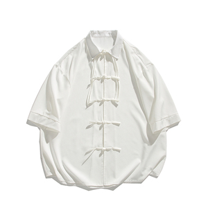 新中式 白底 夏季2026 汉服冰丝短袖衬衫/衬衣A891-p65图片
