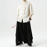 过年大红冰丝竹子夏风2026盘扣短袖汉服衬衫A890-p65，男装T恤，钱塘7008(原4008)