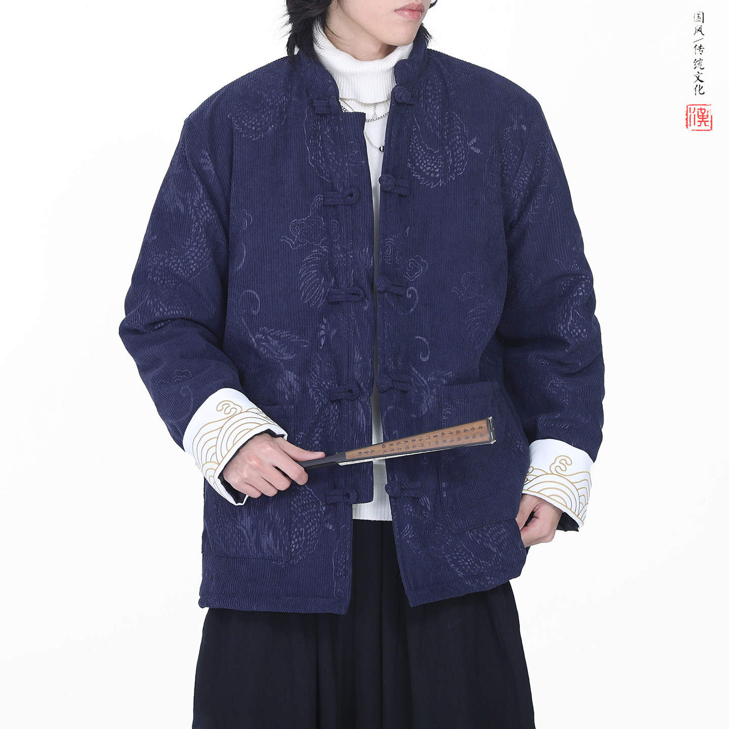 灯芯绒提花龙冬2025新中式盘扣外套唐装红棉衣外套A552-P148,男装棉衣,钱塘7008(原4008)