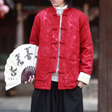 灯芯绒提花龙2025新中式盘扣棉袄唐装红棉衣A552-P148，男装棉衣，钱塘7008(原4008)