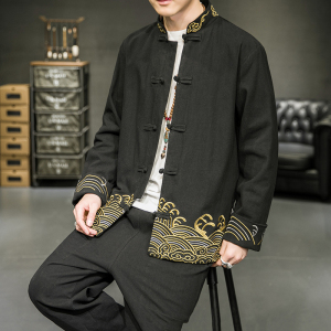 A2029主推中国风2021爆款 撞色刺绣 棉麻/唐装/汉服套装P125图片