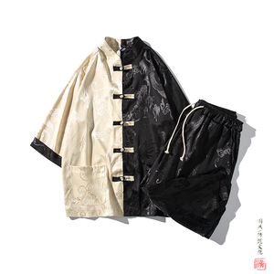 A3019*大码2021中国风 提花大龙面料 冰丝 开衫套装 汉服套装p90图片