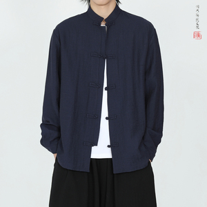 棉麻衬衫 2025秋 亚麻 新中式 风 盘扣 长袖衬衫A5803*P65图片