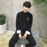 F01中国风2021秋冬上善若水盘扣汉服套装P95，男装套装，钱塘7008(原4008)