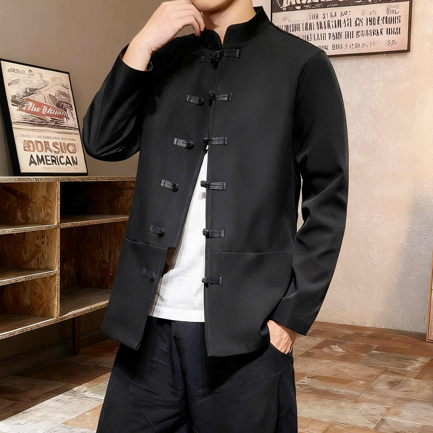 风男中式汉服盘扣2025秋团购伴郎夹克唐装外套A5812-P100