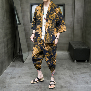 A3003*2021中国风  棉麻印花 开衫套装 汉服套装p80图片