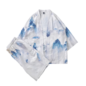 A3021*咖啡厅大码主推2021中国风 沙滩休闲 冰丝面料 汉服套装p80图片
