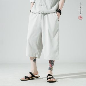 2023夏新款 风大码冰丝绉 宽松七分裤A9000-p35图片