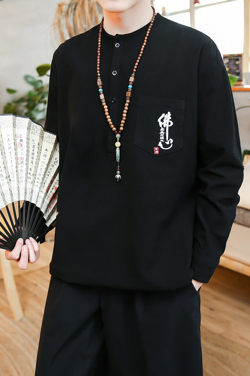 CS01特价中国风秋冬2020大码棉麻（卷7分）两用穿长袖衬衫P40,男装衬衫,钱塘7008(原4008)