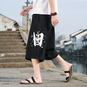 棉麻裤风大码夏2025夏 汉服  哈伦裤 袋鼠裤七分裤A4012-p45图片