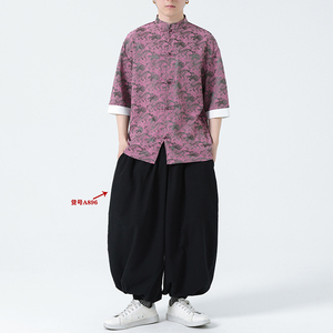 冰丝提花 夏季2026 新中式短袖衬衫/衬衣A621 *p65图片