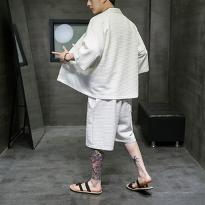 A3026*大码2021中国风 华夫格爆款 开衫落肩汉服套装p85图片