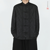 折叠款衬衫2025秋新中式风盘扣长袖衬衫A5806*P68，男装衬衫，钱塘7008(原4008)