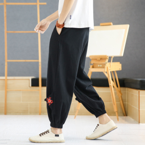 A4018酒店风-风爆2021 刺绣束脚裤 盘扣 休闲裤图片