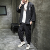 A1085*春夏2021大码中国风加厚提花款龙凤开衫汉服套装p100，男装休闲套装，钱塘7008(原4008)