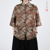 龙凤提花夏季新品2025风汉服短袖衬衫/衬衣A676-p65，男装衬衫，钱塘7008(原4008)