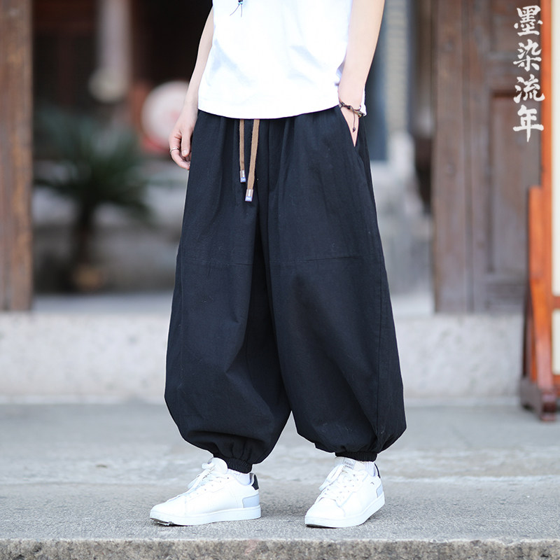 A896黑暗风新风百搭2026春夏宽松版哈伦棉麻灯笼裤子p68,男装休闲裤,钱塘7008(原4008)