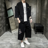 A730*新夏2023大码风刺绣款开衫套装汉服套装p100，男装休闲套装，钱塘7008(原4008)