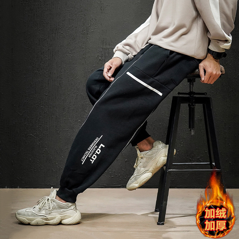 K111*冬新款大码M-5XL 2020 加绒加厚款 针织休闲裤子P55图片