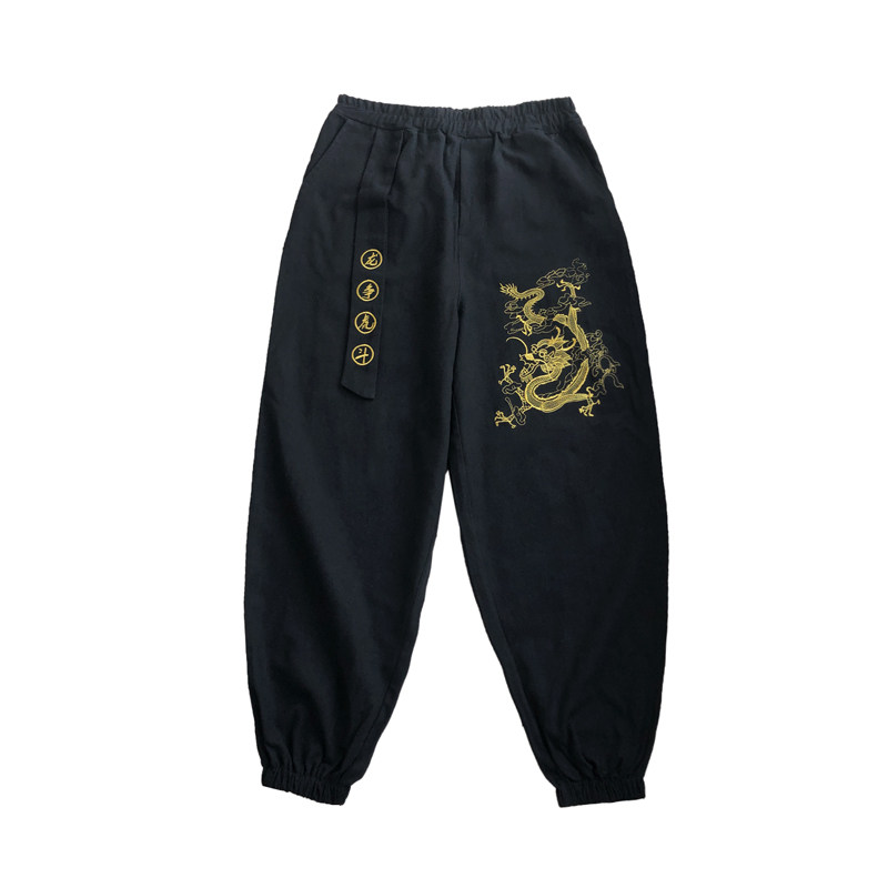 风大码2021秋宽松版龙争虎斗刺绣束脚萝卜裤,男装休闲裤,钱塘7008(原4008)