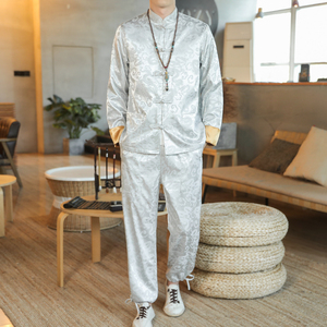 A1093秋冬中国风2020 c纯色提花复合布 汉服套装P100图片