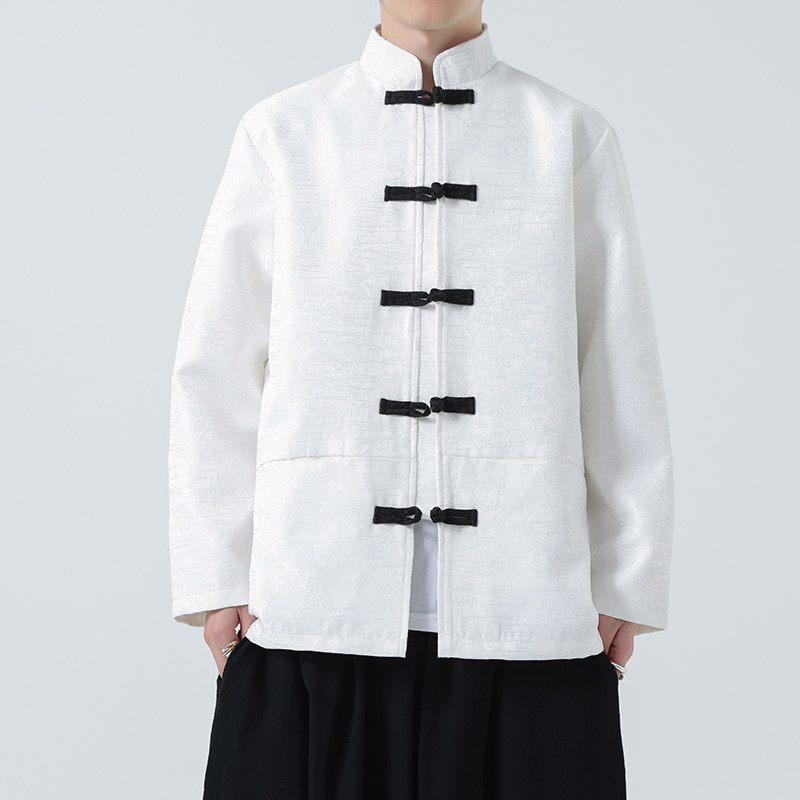 2026春新中式黑白色婚礼唐装汉服夹克外套A655-P105,男装夹克,钱塘7008(原4008)